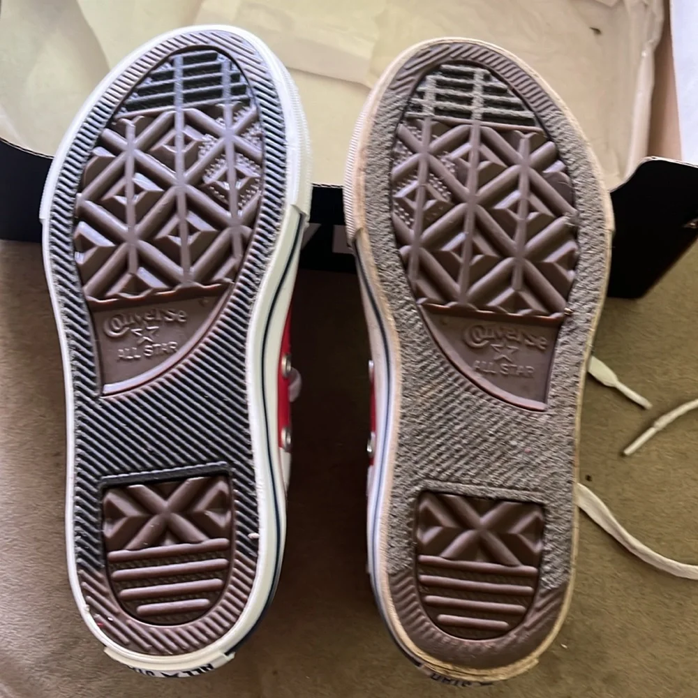 Converse Red and White High-Top Sneakers Classic Design - Picture 3 of 8